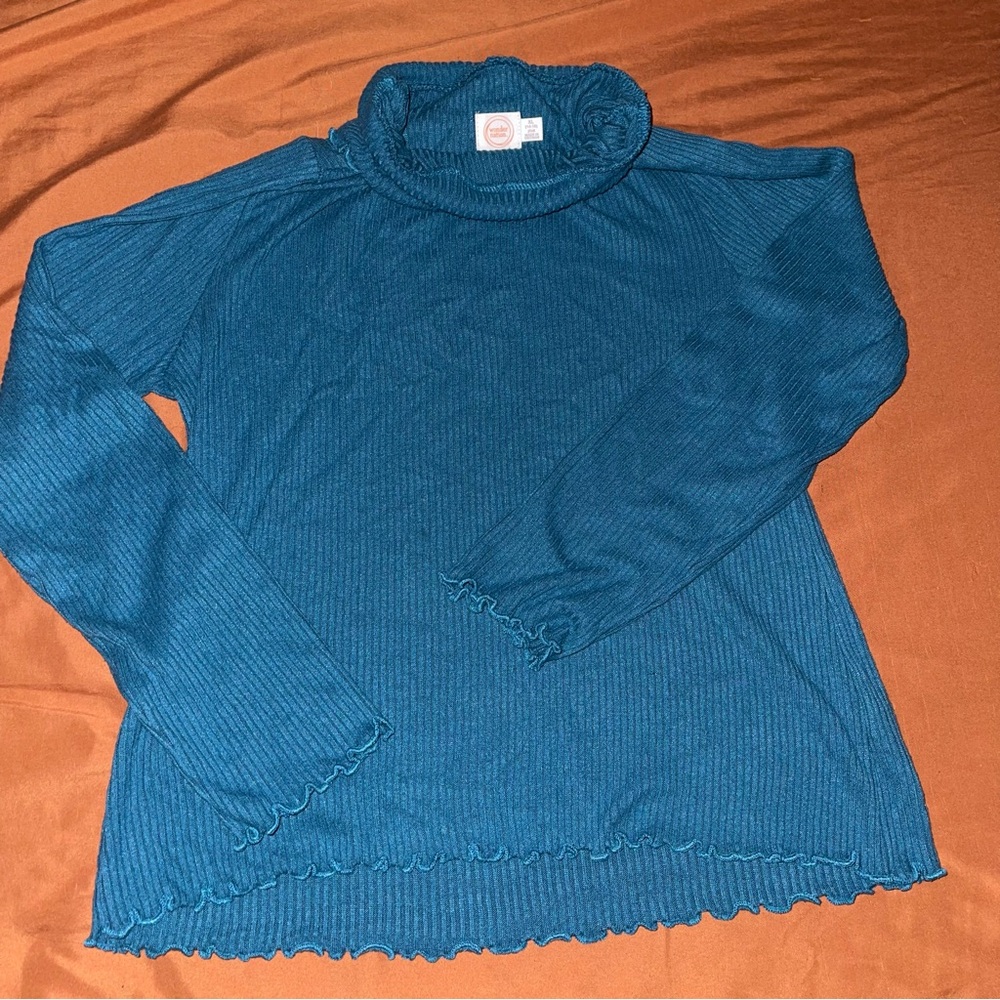 Wonder Nation Teal Ribbed Turtleneck Top